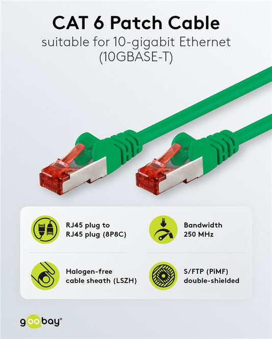 CAT 6 Patchkabel, S/FTP (PiMF), grün