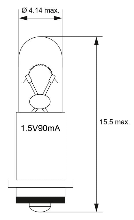 T1 Subminiatur-Glühlampe, 0,12 W