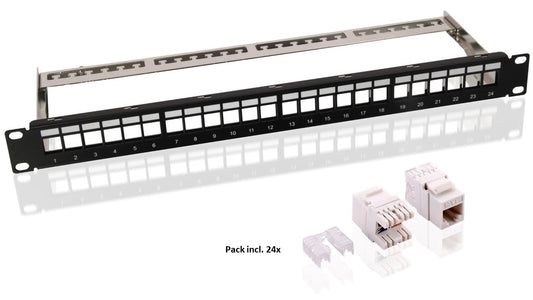 19-Zoll (48,3 cm) Keystone Patch Panel Leergehäuse Set (1 HE)