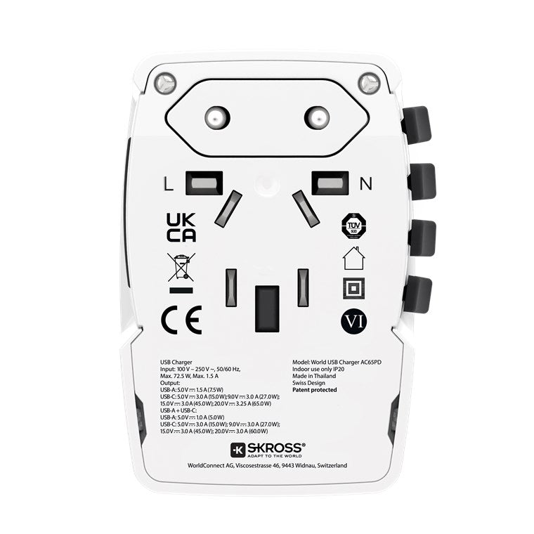 Reiseadapter World USB Charger AC65PD