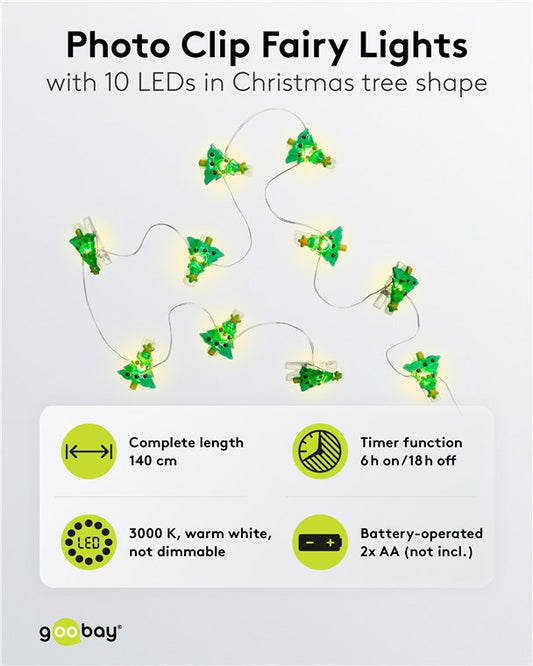 10er LED-Fotoclips-Lichterkette "Tannenbaum"
