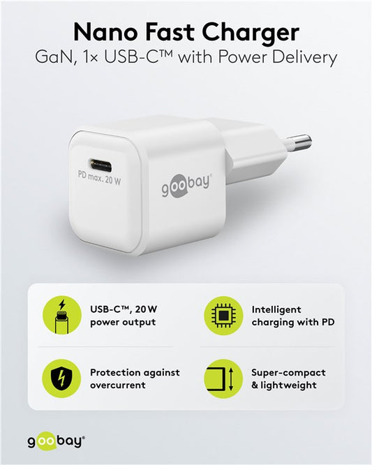 USB-C™ PD GaN Schnellladegerät Nano (20 W) weiß