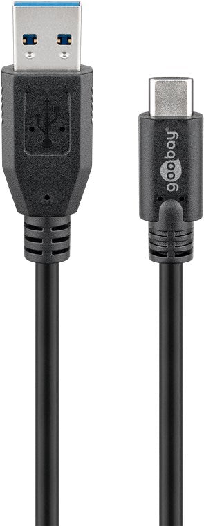 USB-C™-auf-USB-A-Kabel, 1 m, schwarz