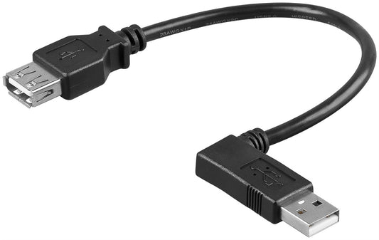USB-A-Verlängerung 90°, 0,15 m, schwarz