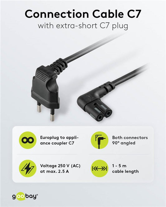 Anschlusskabel mit Eurostecker für Sonos-Lautsprecher, 90°, 1,5 m, schwarz, (2*0,75 mm²)