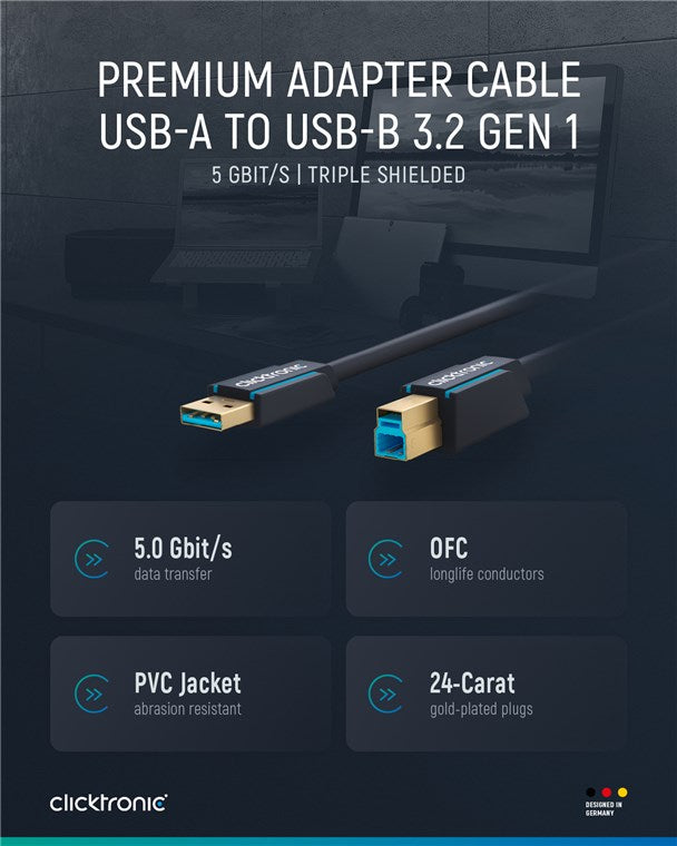 USB-A-auf-USB-B 3.0 Adapterkabel