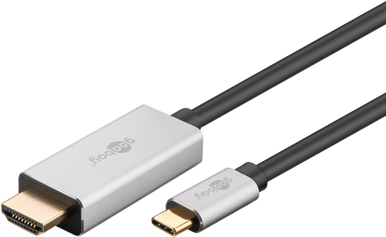 USB-C™-auf-HDMI™-Kabel, 3 m, schwarz;silber