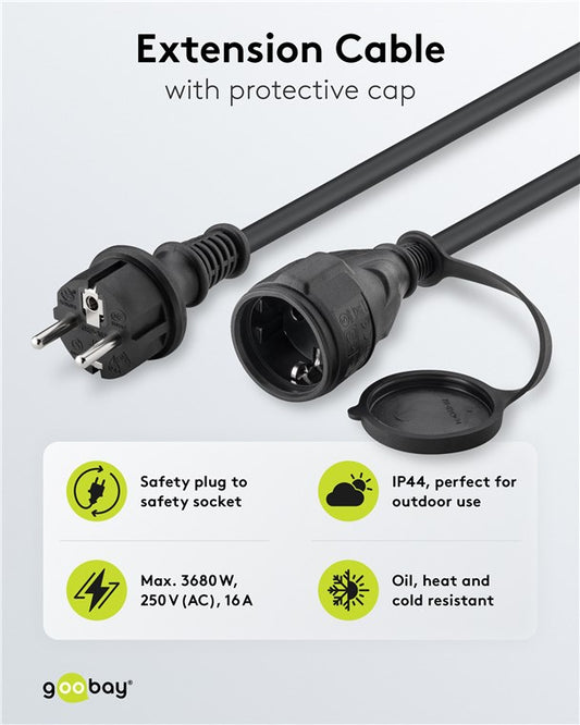 Netzkabel Outdoor, 10 m, schwarz, (3*1,5 mm²)