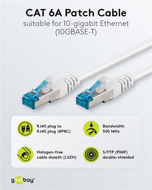 CAT 6A Patchkabel, S/FTP (PiMF), weiß