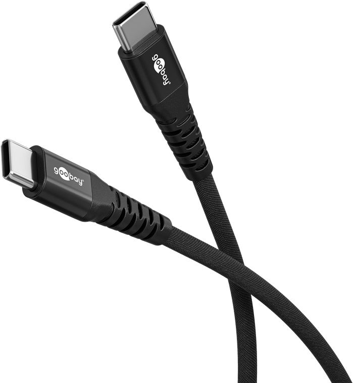 USB-C™ Supersoftes Textilkabel mit Metallsteckern, 2 m, schwarz