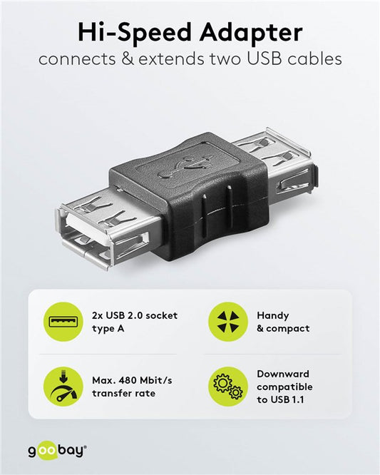 USB-A-Adapter, Kupplung, schwarz