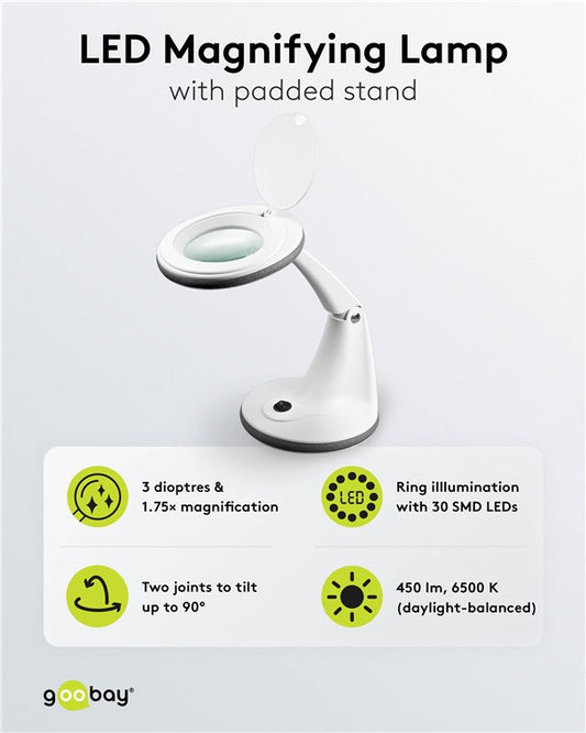 LED floor magnifying lamp, 6 W, white