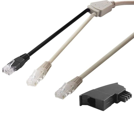 DSL Y-splitter/adapter (RJ45/TAE) cable set