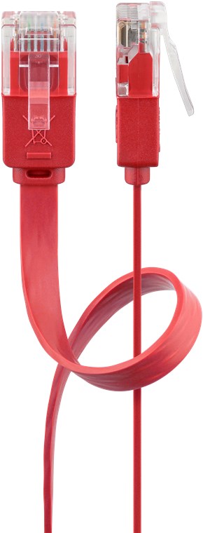 CAT 6 flat patch cable, U/UTP, red