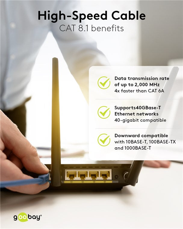 CAT 8.1 patch cable, S/FTP (PiMF), black