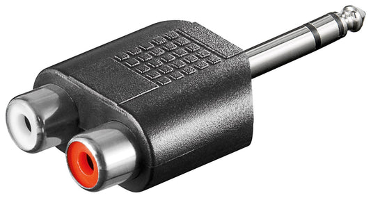 Cinch Adapter, stereo Buchse zu AUX Klinke 6,35mm Stecker