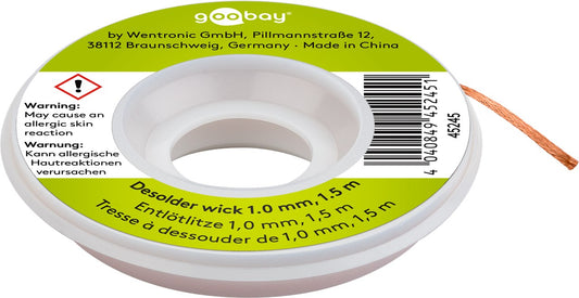 Desoldering braid 1 mm for removing solder from soldering points 1.5 m