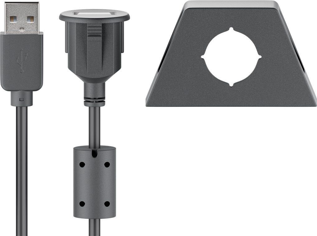 USB-A-Verlängerung mit Sicherungsclip, 0,6 m, schwarz