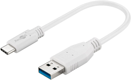 USB-C™-auf-USB-A-Kabel, 0,2 m, weiß
