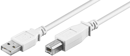 USB-A-auf-USB-B-Kabel, 1 m, weiß
