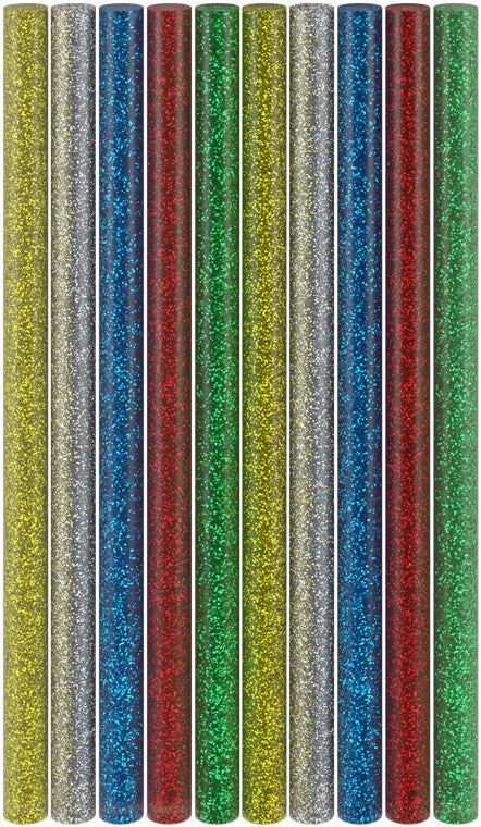 Heißklebesticks 11 mm, 5 Glitzer-Farben, 10 Stk.