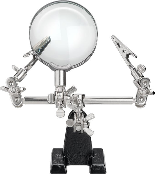 Soldering aid / third hand with magnifying glass 2.5x magnification