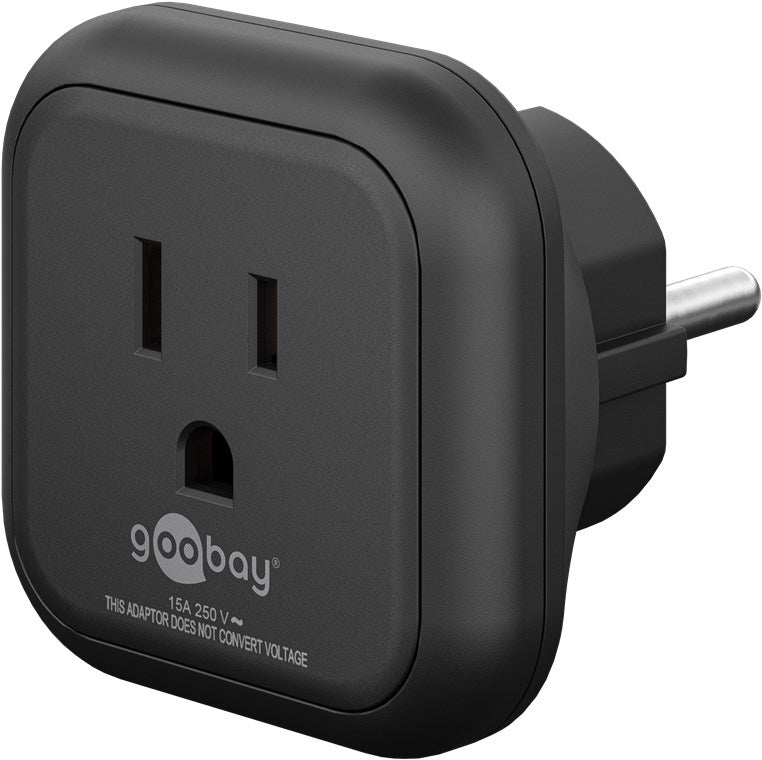 Reiseadapter USA/Japan auf Europa, schwarz