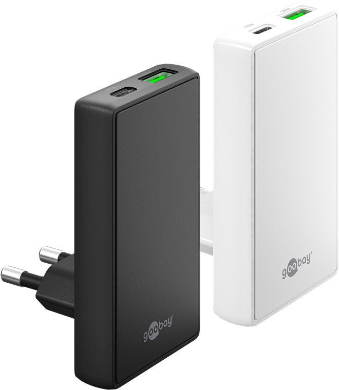 USB-C™ PD GaN Dual-Schnellladegerät 90° Flat (45 W) weiß