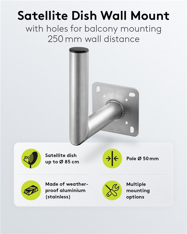 Aluminium Sat-Schüssel-Wandhalterung, 250 mm Wandabstand