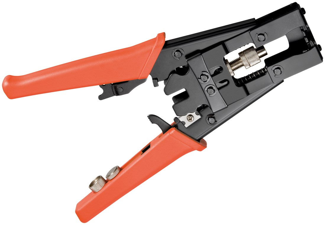 Crimping pliers for F, BNC and RCA compression connectors