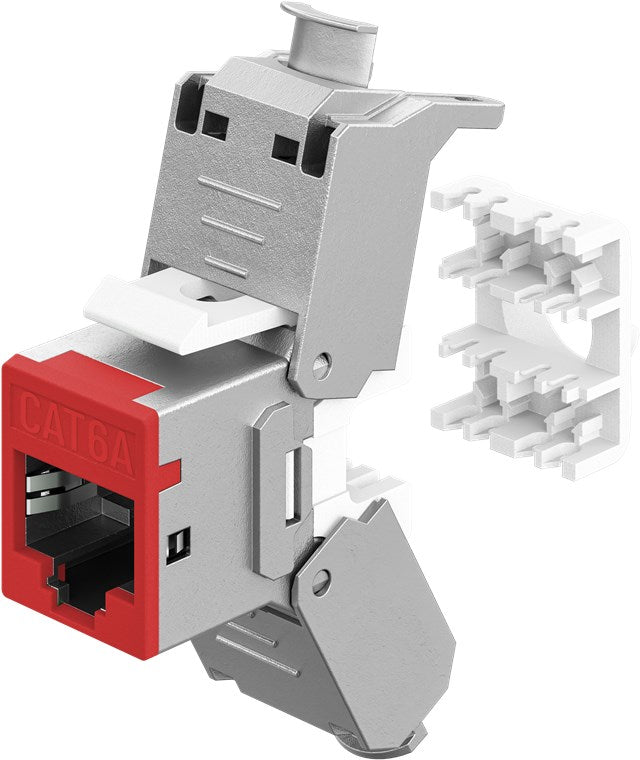 Keystone-Modul RJ45 CAT 6A, STP, Slim, rot