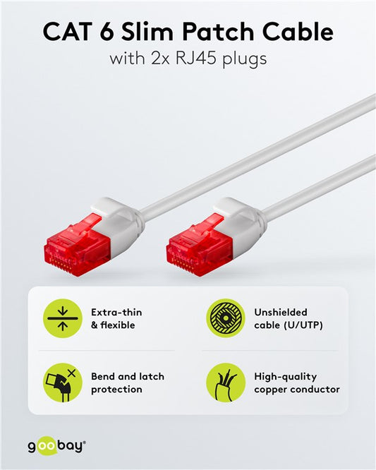 CAT 6 Slim-Patchkabel, U/UTP, grau