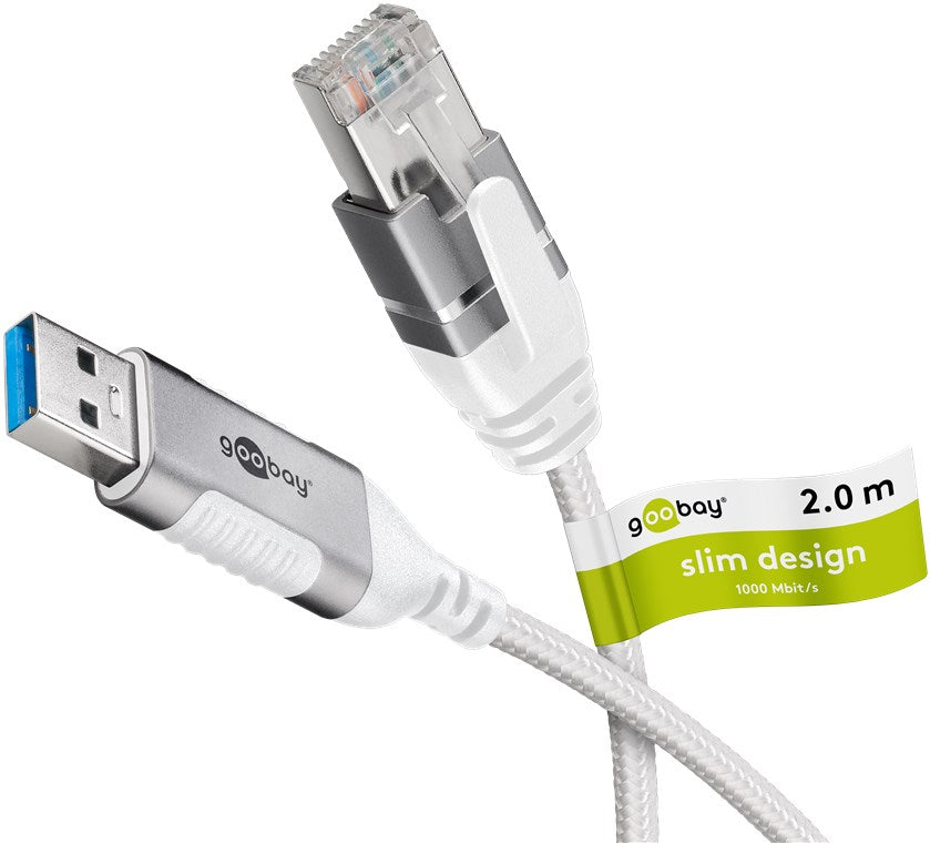 Ethernet-Kabel USB-A 3.0 auf RJ45, Slim, 2 m