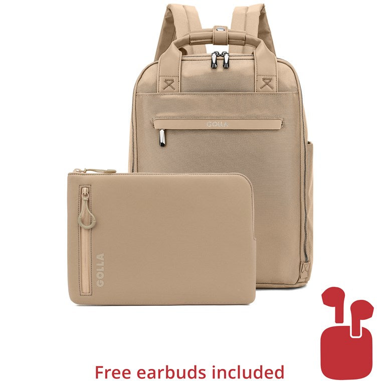 Set aus Rucksack und Laptop-Sleeve 14 Zoll, Coffee