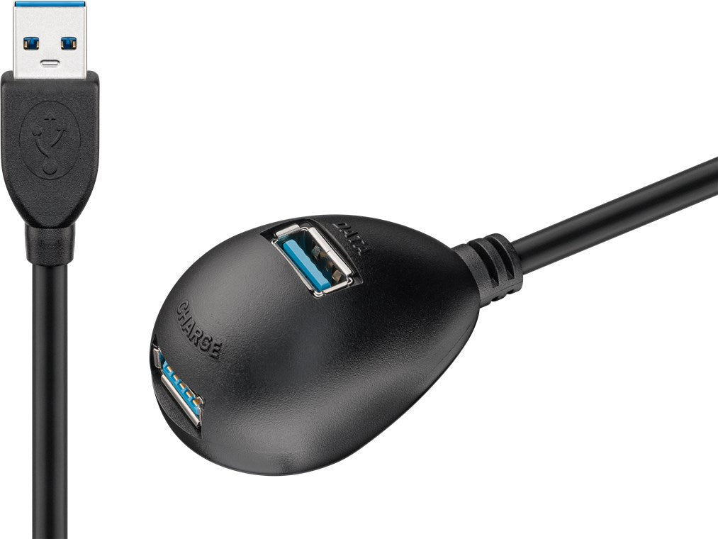 USB-A-Verlängerung mit Standfuß, 1,5 m, schwarz