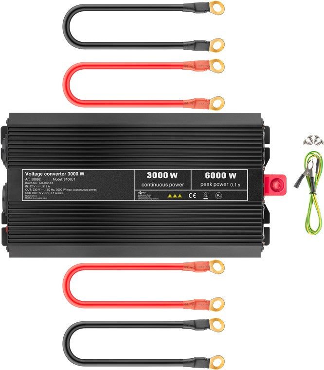 Kfz-Spannungswandler DC/AC (12 V - 230 V/3000 W) USB