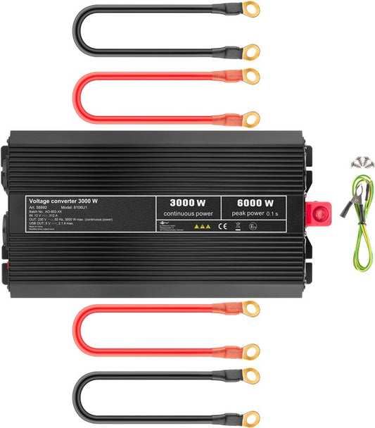 Kfz-Spannungswandler DC/AC (12 V - 230 V/3000 W) USB