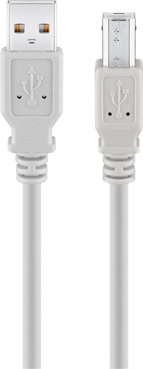 USB-A-auf-USB-B-Kabel, 3 m, grau
