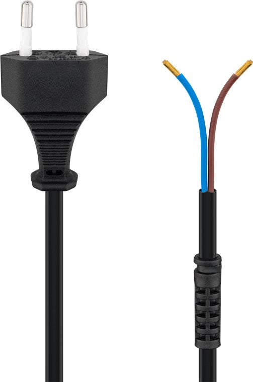 Kabel mit Eurostecker zum Konfektionieren, 1,5 m, Schwarz, (2*0,75 mm²)
