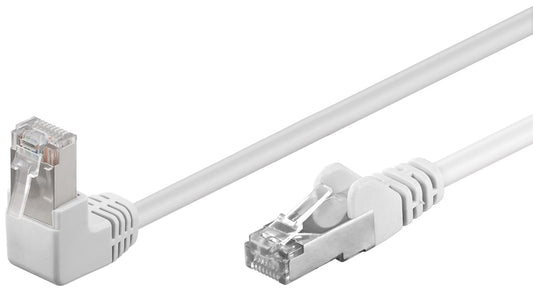 CAT 5e patch cable 1x 90° angled, F/UTP, white