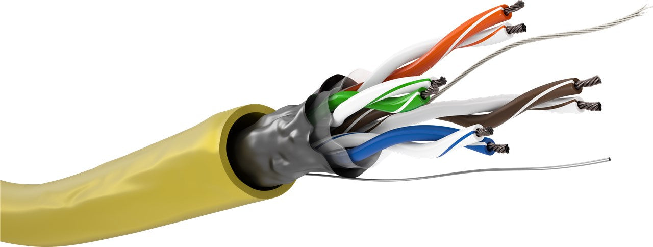 CAT 5e network cable, F/UTP, 100 m, yellow