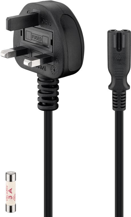 UK-Netzanschlusskabel, 1,8 m, Schwarz, (2*0,75 mm²)