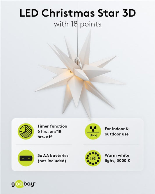 LED-Weihnachtsstern 3D, Ø 56 cm, batteriebetrieben