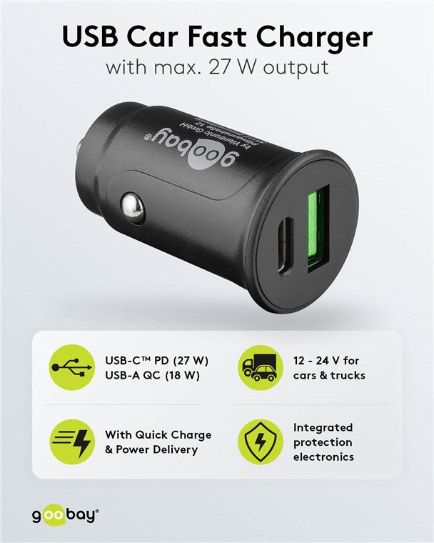 Dual-USB Auto-Schnellladegerät USB-C™ PD (Power Delivery) (27 W)