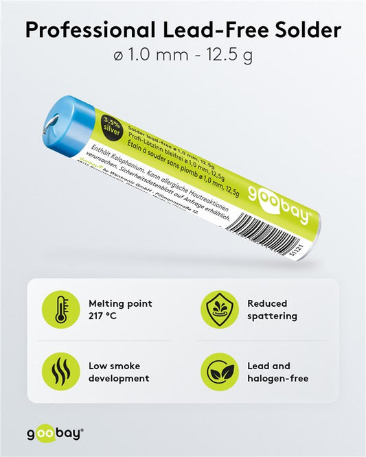 Profesyonel kurşunsuz lehimleme kalıbı, ø 1,0 mm, 12,5 g