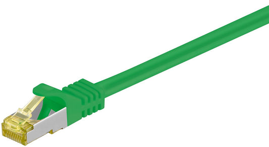 RJ45 patch cable CAT 6A S/FTP (PiMF), 500 MHz with CAT 7 raw cable, green