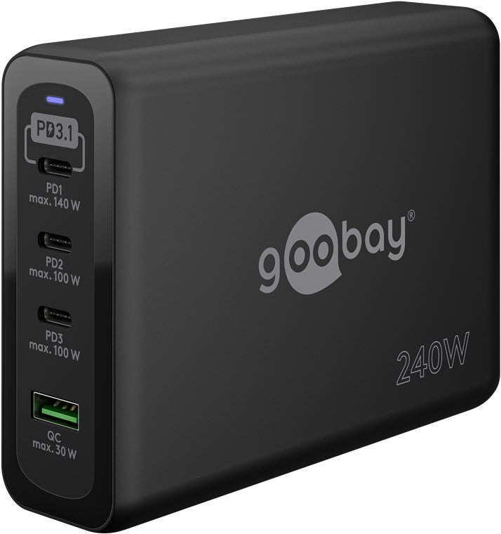 USB-C™ PD GaN Multiport-Schnellladegerät (240 W) schwarz