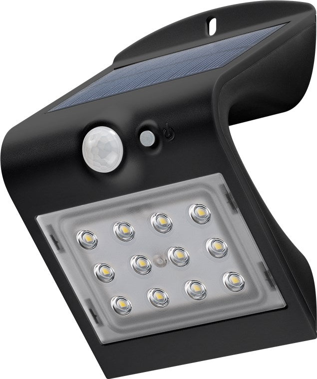 LED solar wall light with motion detector, 1.5 W, black