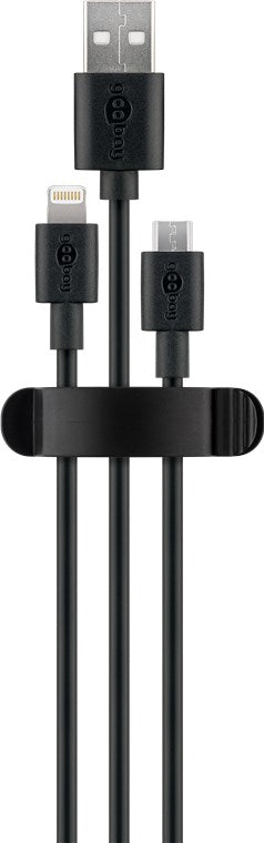Cable management clip 3-slots, black