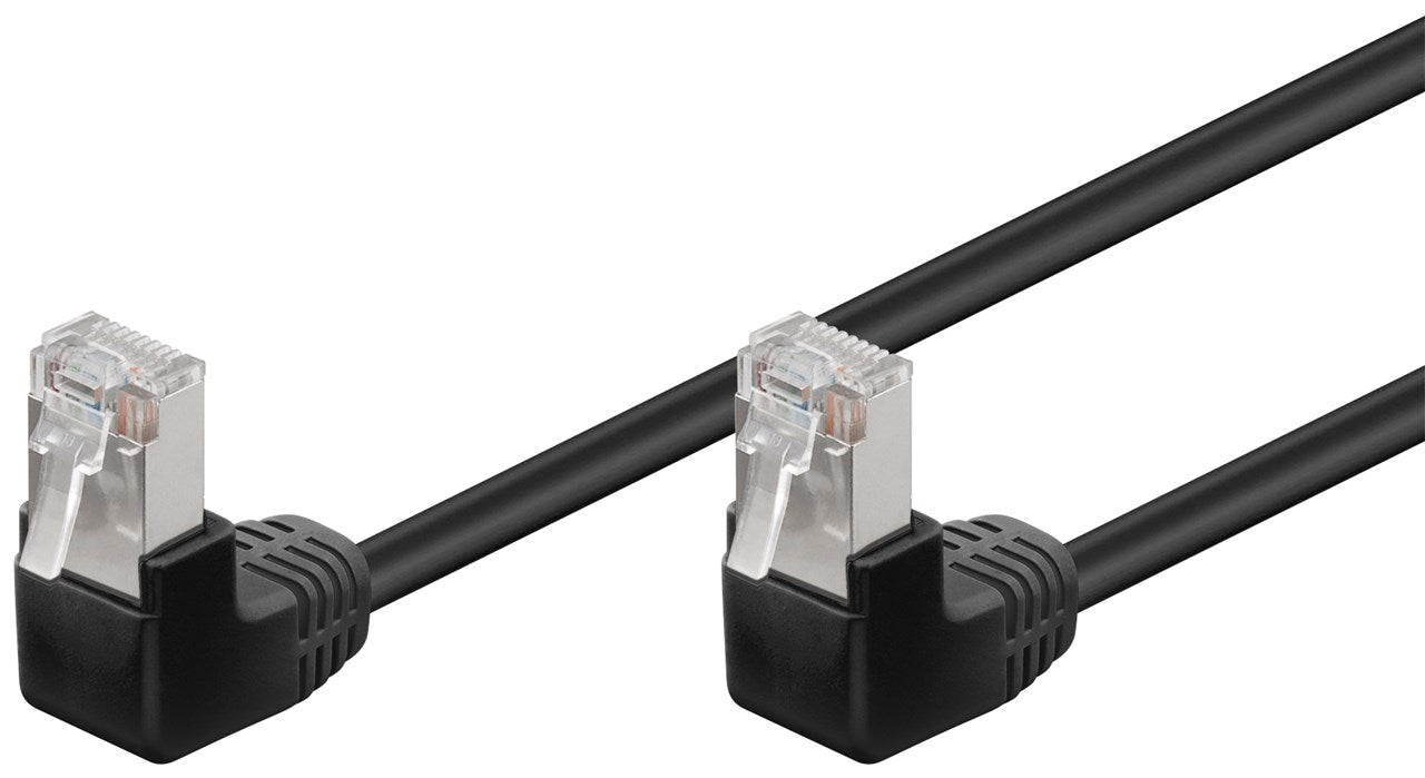 CAT 5e patch cable 2x 90° angled, F/UTP, black